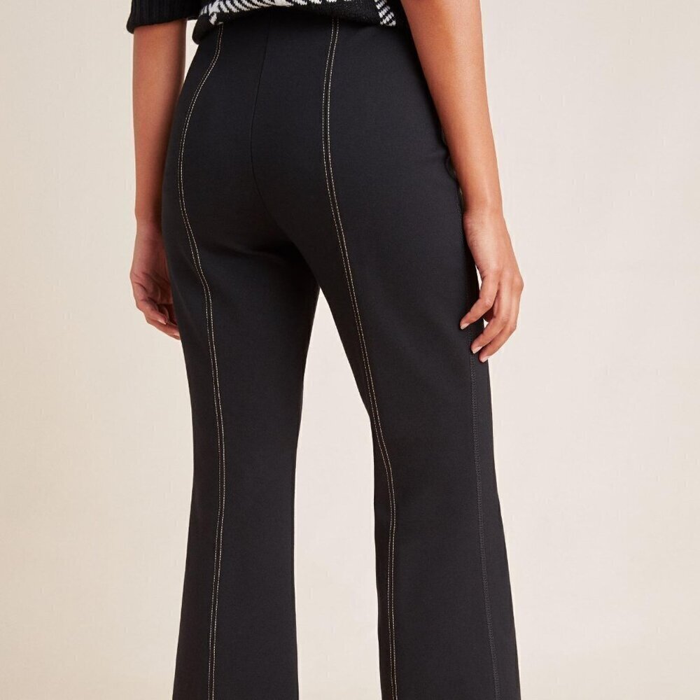 ANTHROPOLOGIE THE ESSENTIAL Crop Flare Black Pull-On Pant Small Stretch - Picture 2 of 7
